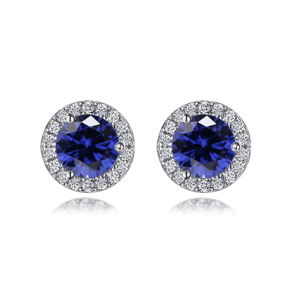 S925 sterling silver color zircons potato 12 month birthstone round earrings - Image 13