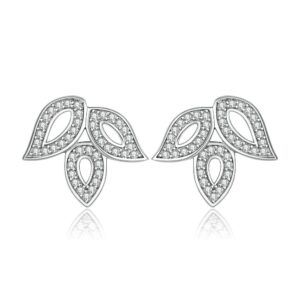 S925 Sterling Silver Leaf Women's Stud Earrings Fashion Clover Leaf Earrings