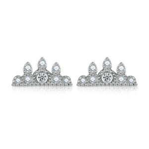 925 Silver Princess Crown Stud Earrings Women's Cloud Sterling Silver Earrings