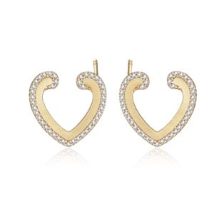 Heart-shaped love stud earrings S925 sterling silver earrings