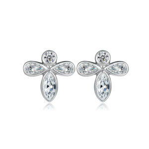 Fashion sterling silver butterfly bee shaped stud earrings female cute zircon S925 silver earrings