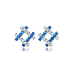 Blue zircon stud earrings cross-border fashion personality S925 sterling silver earrings