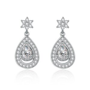 S925 sterling silver star water drop zircon stud earrings