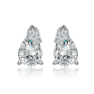 Simple pear-shaped zircon S925 sterling silver stud earrings