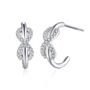 Double C Stud Earrings 925 Pure Silver Exquisite Personality S925 Hoop Earrings