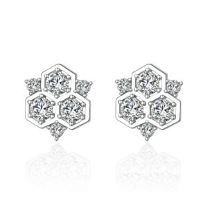 Women's 925 sterling silver honeycomb stud earrings
