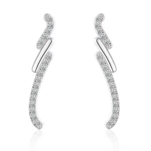S925 silver personality long tassel zircon stud earrings