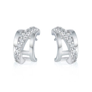 Zircon sterling silver arc stud earrings S925 Ear Studs