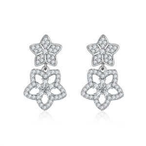 S925 sterling silver full diamond zircon star stud earrings