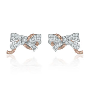 Zircon sterling silver bow stud earrings S925 silver earrings Ear Studs