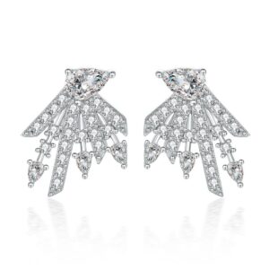 Popular women's S925 sterling silver inlaid zircon stud earrings