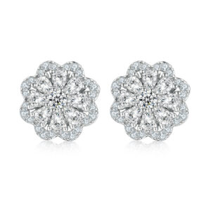 S925 sterling silver flower stud earrings women's earrings
