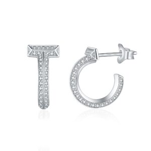 C-shaped earrings fashion s925 sterling silver stud zircon earrings