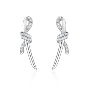 Sterling silver bow stud earrings light luxury women's fashion 925 silver earrings