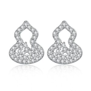 Sterling silver diamond-encrusted gourd earrings