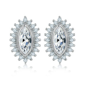Marquise Zircon Sunflower 925 Silver Stud Ins Style Retro Sterling Silver Earrings
