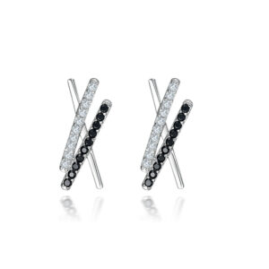 X-letter sterling silver stud earrings zircon 925 silver earrings