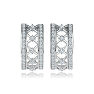 Fashion 925 silver earrings dreamcatcher inlaid with zircon sterling silver semi-round earrings