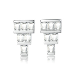 S925 sterling silver stud earrings women's fashion ladder zircon earrings