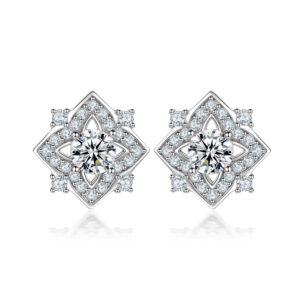 Fashion four-leaf clover earrings zircon full diamond S925 sterling silver flower earrings