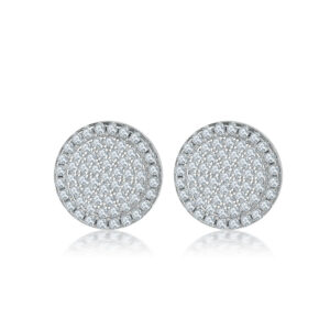European and American fashion round diamond plate full diamond 925 sterling silver stud earrings women's high-quality inlaid zircon earrings high quality wholesale