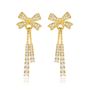 sterling silver zircon bow stud earrings ins niche fashion tassel 925 silver earrings versatile earrings high quality wholesale