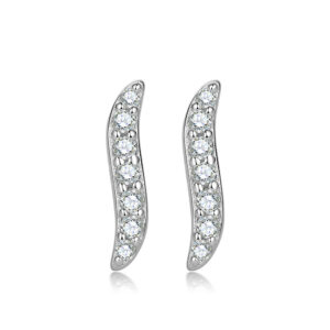s925 sterling silver S-shaped letter stud earrings niche silver earrings European and American fashion simple row diamond ladies silver earrings wholesale