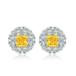 S925 sterling silver ladies yellow zircon flower shaped earrings European and American fashion citrine gemstone stud earrings design sense wholesale