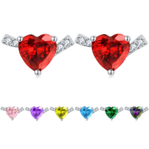Love Stud Earrings Sterling Silver Premium Light Luxury Earrings Color Heart Zircon 925 Earrings High Quality Temperament Wholesale
