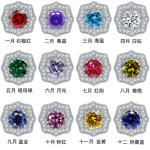 European and American Flower Ladies Earrings S925 Sterling Silver Constellation Birthstone Zircon Stud Earrings Premium Sense Wholesale