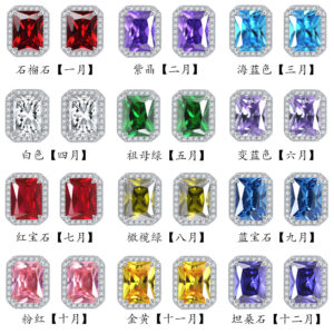 S925 Sterling Silver Square Diamond Zircon Gemstone Colored Gemstone Stud Earrings Rectangular Crystal Earrings Jewelry Earrings Earrings High Quality Wholesale