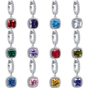 S925 sterling silver colored gemstone zircon European and American earrings women's high-end sense natural stone earring buckle earrings fashion earrings wholesale