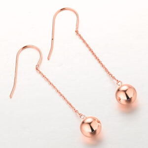 S925 sterling silver earrings long simple glossy round bead ball pearl earrings female luxury temperament wholesale