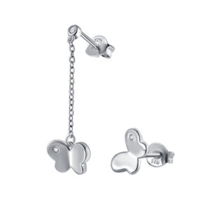 S925 sterling silver stud earrings simple Korean version long tassel asymmetrical butterfly female earrings heavy industry earrings sense of luxury