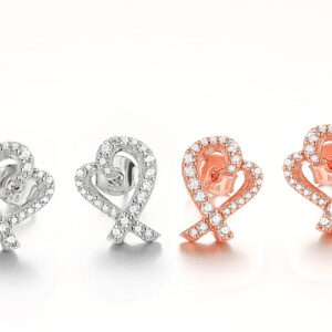 Hollow micro inlaid love heart shaped earrings S925 sterling silver ear jewelry high-quality European and American love earrings high quality wholesale