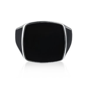 Sterling Silver Black Square Men's Ring Atmospheric Luxury Drop Glue Drip Glaze S925 Silver Men's Ring Men's Ring