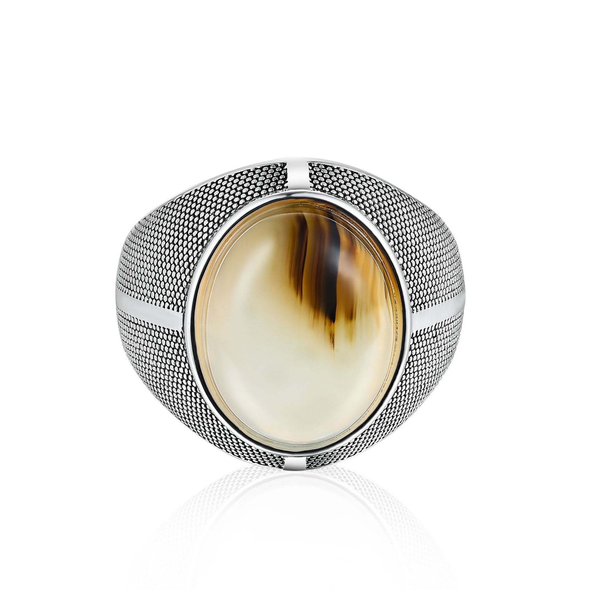 S925 sterling silver yellow agate custom glue synthetic jade men's ring