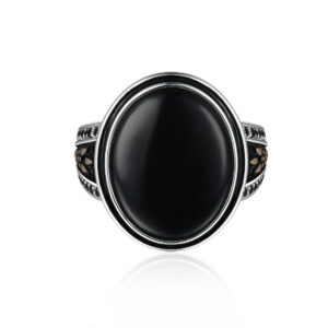 Sterling Silver Black Onyx Men's Ring Premium Epoxy Black Ring