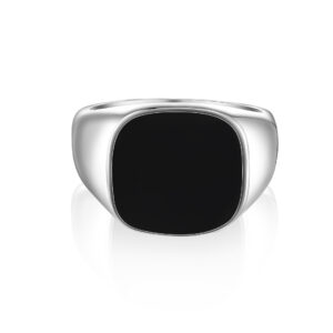 Sterling silver black square atmosphere ring drop glue drip glaze 925 silver men's ring