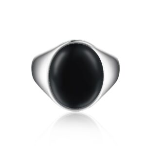 Epoxy rubber men's ring S925 sterling silver men's synthetic black agate ring