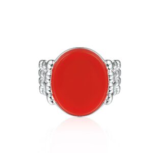 Drops Glue Ruby Ring Custom S925 Sterling Silver Men's Red Agate Ring