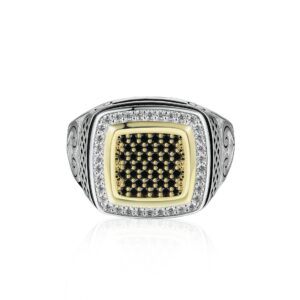 Drop Glue Drip Glaze Color Separation Ring S925 Sterling Silver Zircon Men's Ring