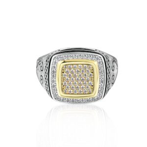 Drop Glue Drip Glaze Color Separation Men's Ring Custom S925 Sterling Silver Zircon Ring