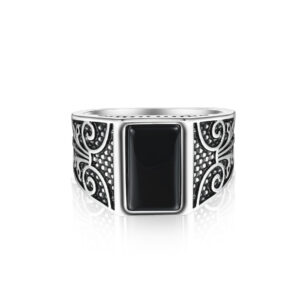 dripping glue pure silver men's rings custom synthetic agate men's rings