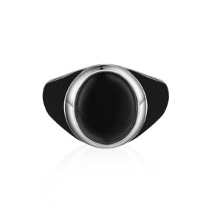 Middle East sterling silver black agate ring drop glue S925 silver men's ring custom