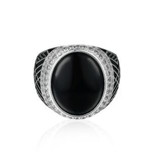 Sterling silver synthetic agate men's rings epoxy pure silver rings custom