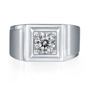 European and American fashion domineering wide-face S925 sterling silver men's rings, men's moissanite rings, trendy hip-hop wedding rings, popular models