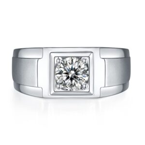 D grade moissanite men's rings fashion 925 sterling silver 1 carat moissanite men's rings