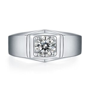 Simple 925 sterling silver one carat D grade moissanite imitation diamond ring men's wide-face wedding ring