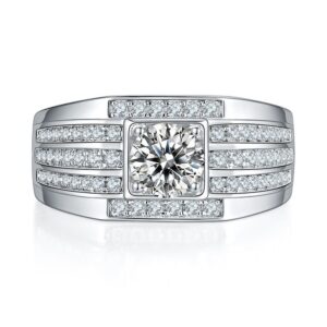 European and American handsome men's silver ring 925 inlaid carat D color moissanite ring sense of luxury
